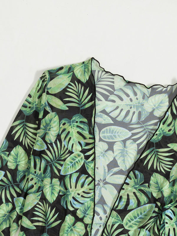 Women's tropical print bikini three-piece setsTHE QUEEN RUNWAY