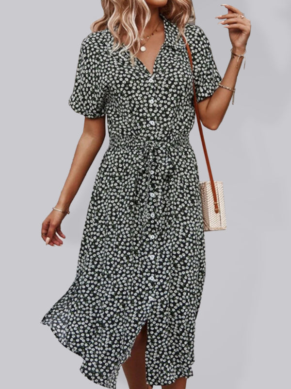 Casual resort style spring and summer large print streamer dress - THE QUEEN RUNWAY