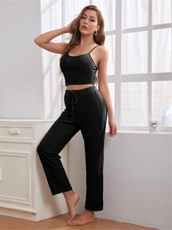 Loungewear Women's Waffle Knit Long Three-Piece SuitTHE QUEEN RUNWAY
