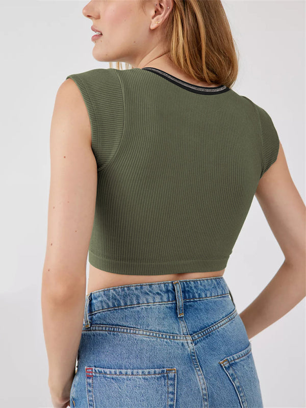 Women's V-neckline Cropped Baby Tee - THE QUEEN RUNWAY