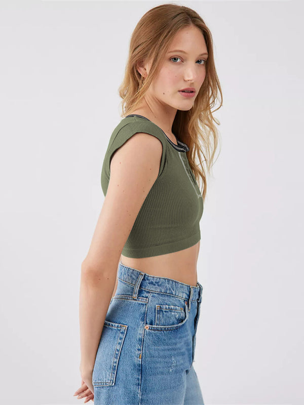 Women's V-neckline Cropped Baby Tee - THE QUEEN RUNWAY