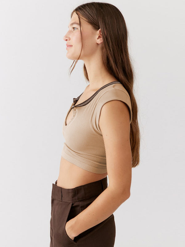 Women's V-neckline Cropped Baby Tee - THE QUEEN RUNWAY
