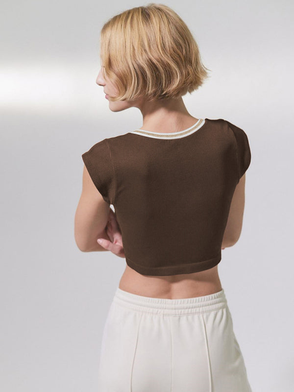 Women's V-neckline Cropped Baby Tee - THE QUEEN RUNWAY