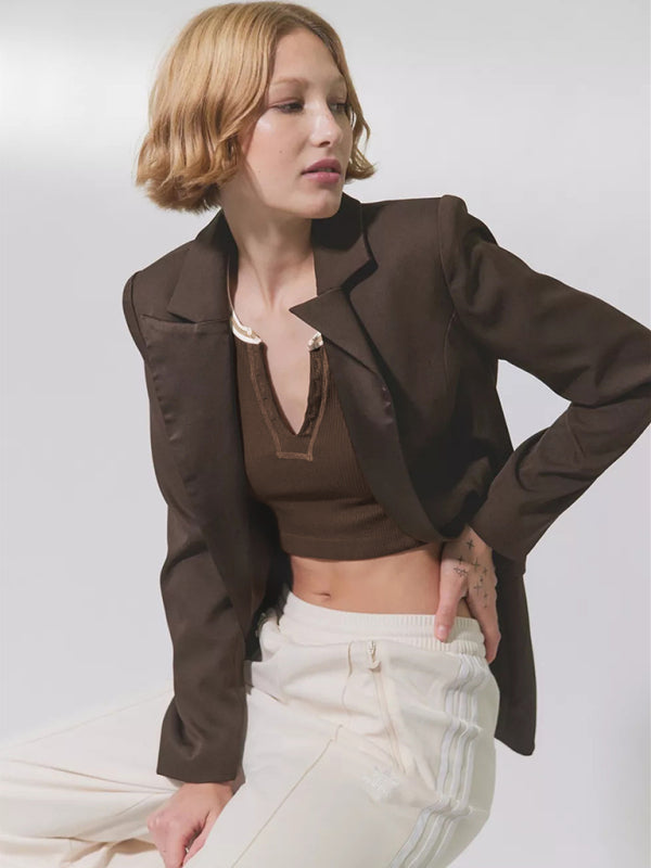 Women's V-neckline Cropped Baby Tee - THE QUEEN RUNWAY