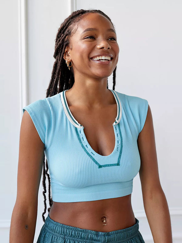 Women's V-neckline Cropped Baby Tee - THE QUEEN RUNWAY