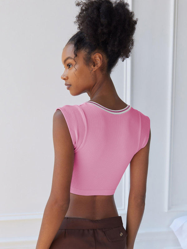 Women's V-neckline Cropped Baby Tee - THE QUEEN RUNWAY