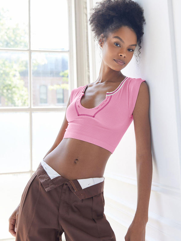 Women's V-neckline Cropped Baby Tee - THE QUEEN RUNWAY
