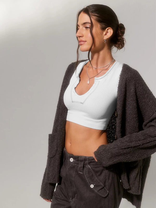Women's V-neckline Cropped Baby Tee - THE QUEEN RUNWAY