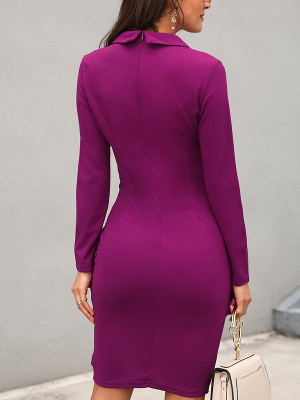Women's Solid Color Double Breast Gold Hardware Button Suit DressTHE QUEEN RUNWAY