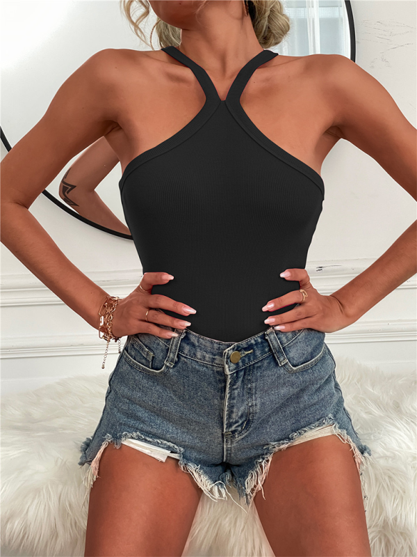 Women's Solid Color Cross Neck Tank TopTHE QUEEN RUNWAY