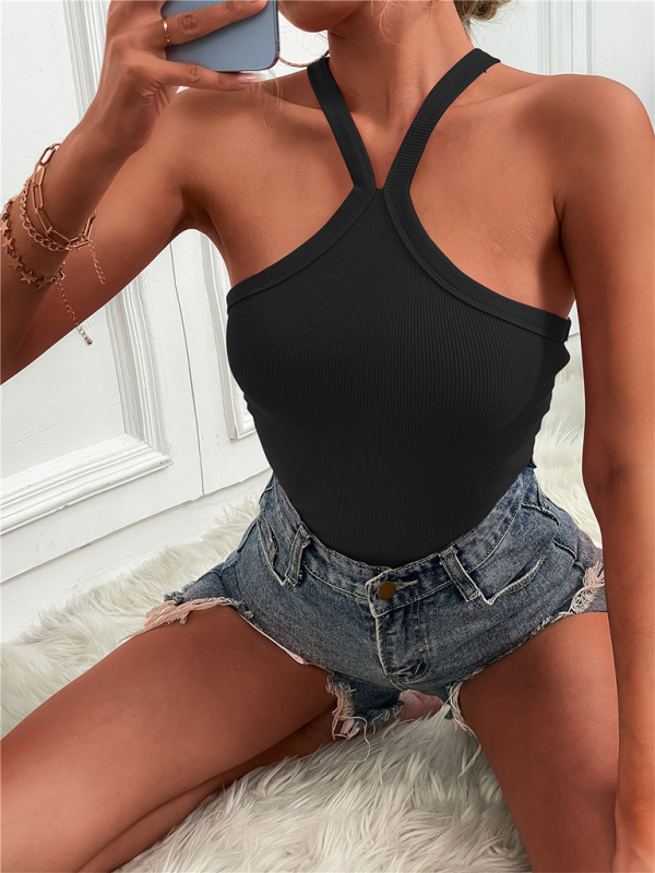 Women's Solid Color Cross Neck Tank TopTHE QUEEN RUNWAY