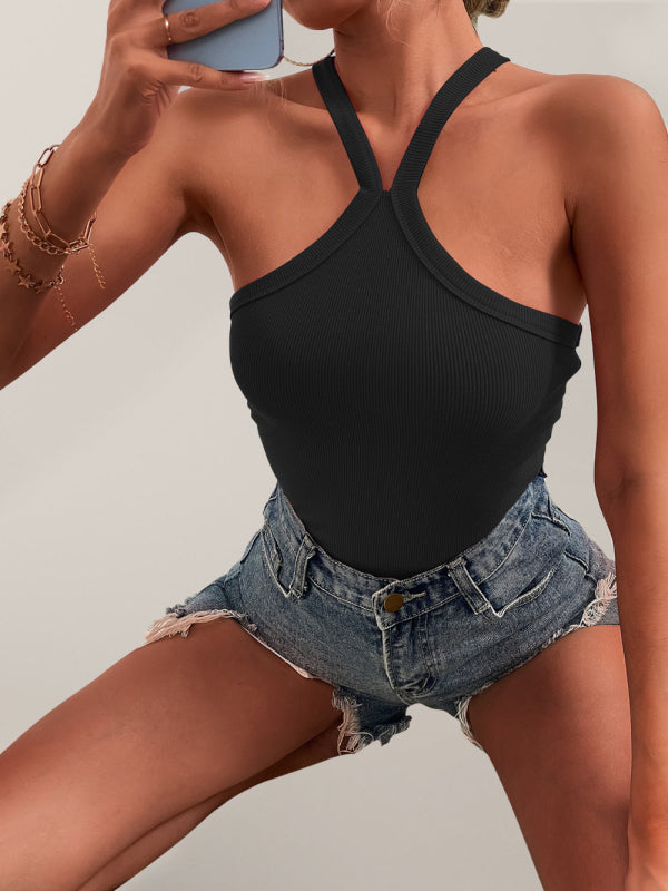Women's Solid Color Cross Neck Tank TopTHE QUEEN RUNWAY