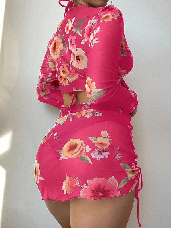 Women's Two-piece Floral Print Drawstring BikiniTHE QUEEN RUNWAY
