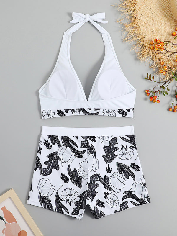 Women's Printed Bikini Top And High-waist Bottoms Shorts SetTHE QUEEN RUNWAY