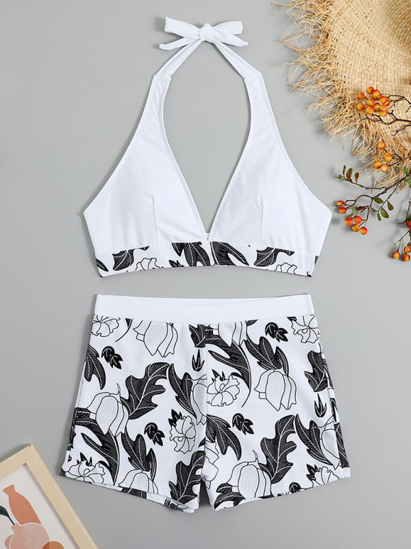 Women's Printed Bikini Top And High-waist Bottoms Shorts SetTHE QUEEN RUNWAY