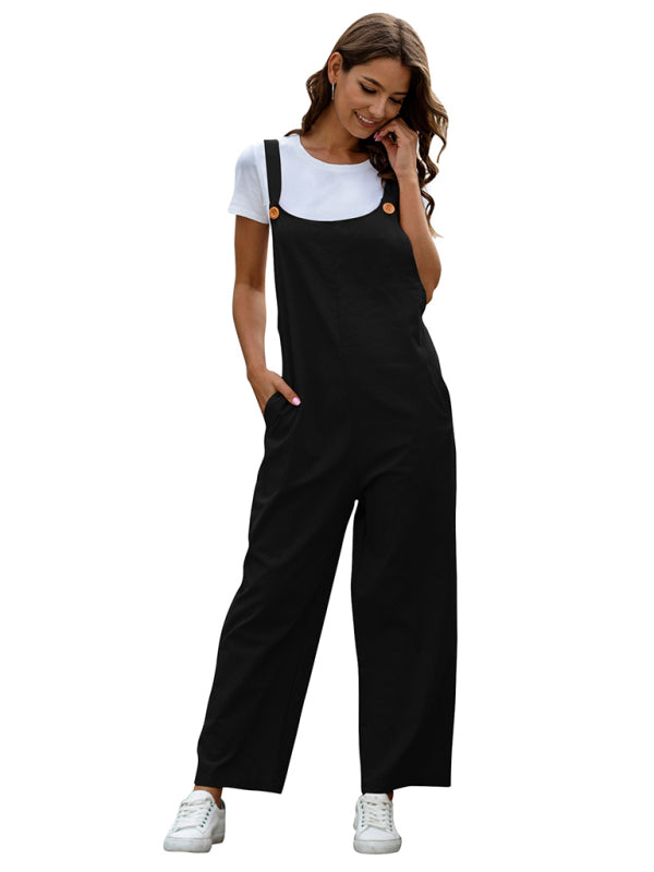 Women's Woven Retro Casual Long OverallsTHE QUEEN RUNWAY