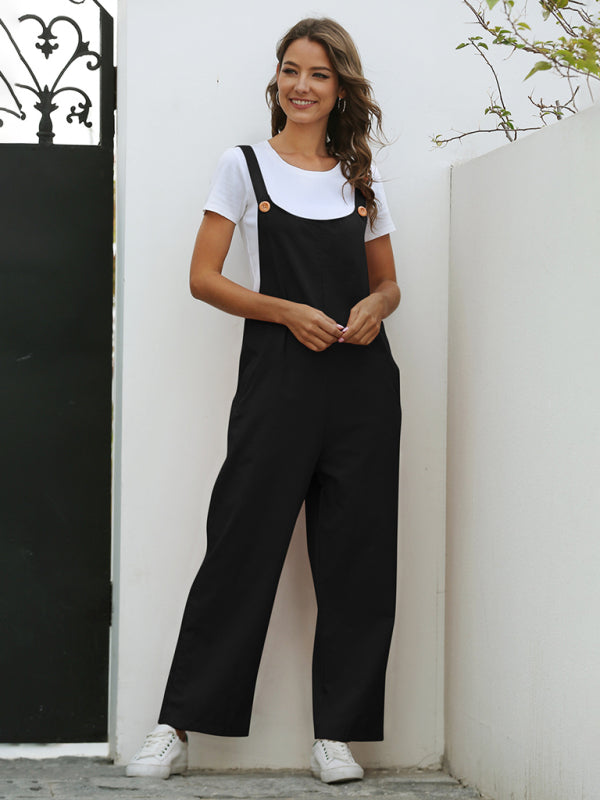 Women's Woven Retro Casual Long OverallsTHE QUEEN RUNWAY