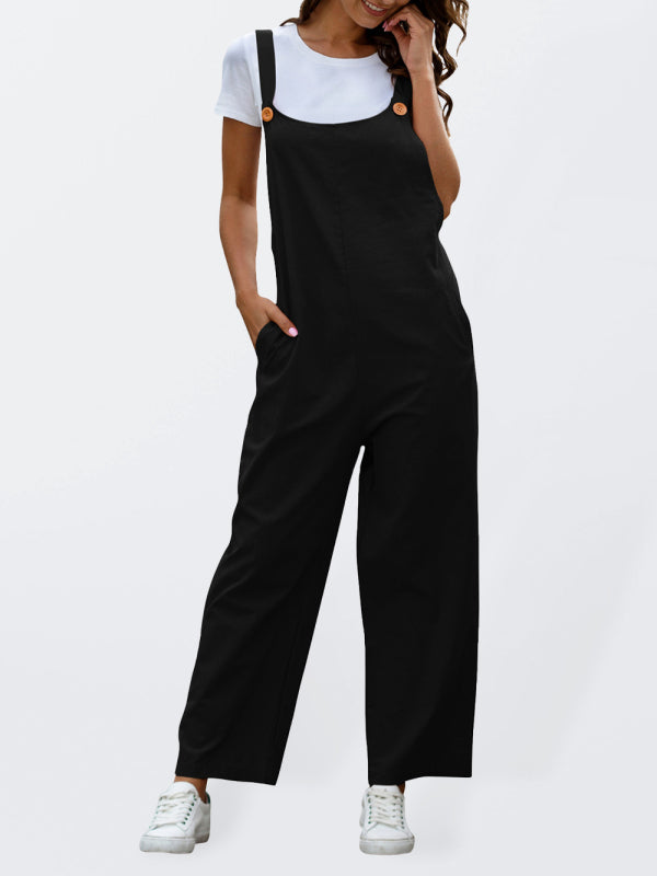 Women's Woven Retro Casual Long OverallsTHE QUEEN RUNWAY