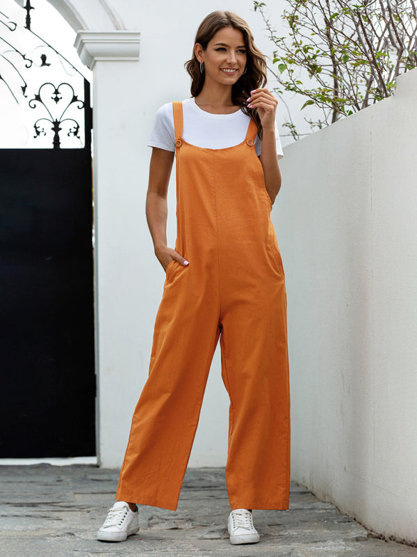Women's Woven Retro Casual Long OverallsTHE QUEEN RUNWAY