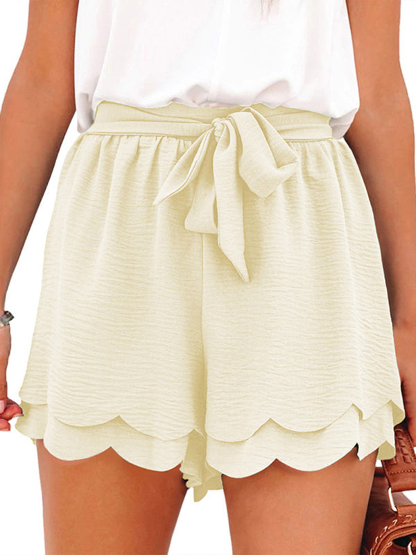 Women's Layered Petal Butterfly End Waist Lounge Short with Belt - THE QUEEN RUNWAY
