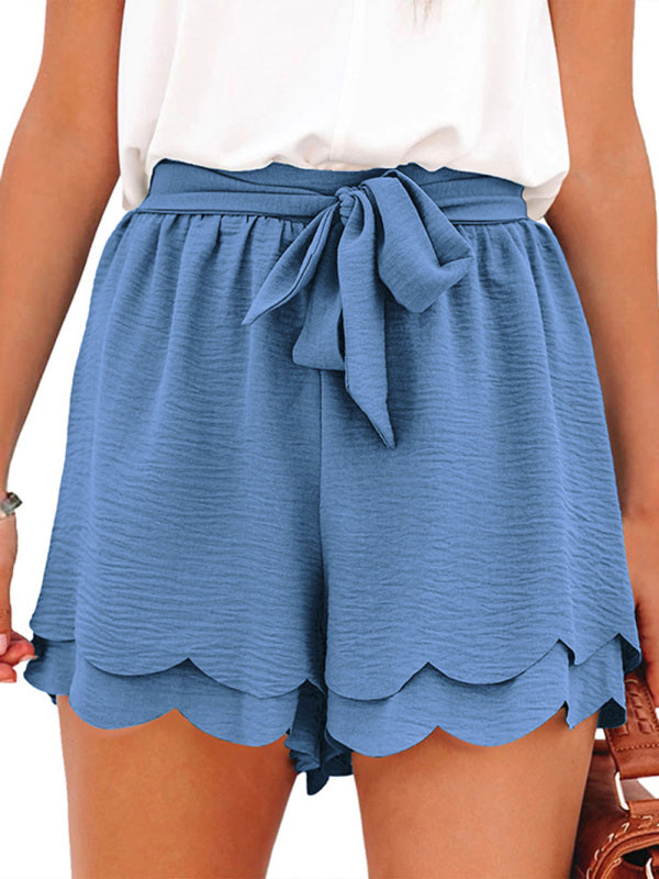 Women's Layered Petal Butterfly End Waist Lounge Short with Belt - THE QUEEN RUNWAY