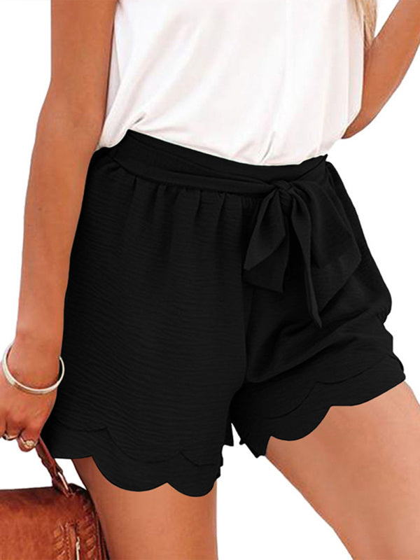 Women's Layered Petal Butterfly End Waist Lounge Short with Belt - THE QUEEN RUNWAY