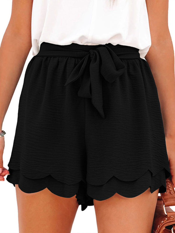 Women's Layered Petal Butterfly End Waist Lounge Short with Belt - THE QUEEN RUNWAY