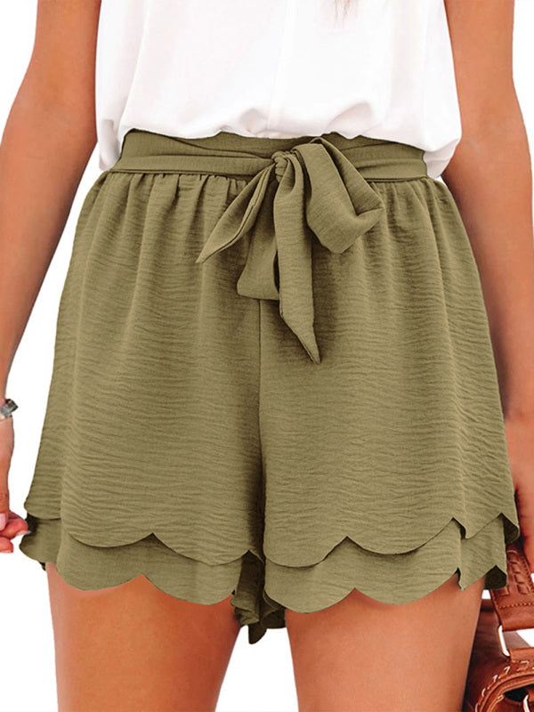 Women's Layered Petal Butterfly End Waist Lounge Short with Belt - THE QUEEN RUNWAY