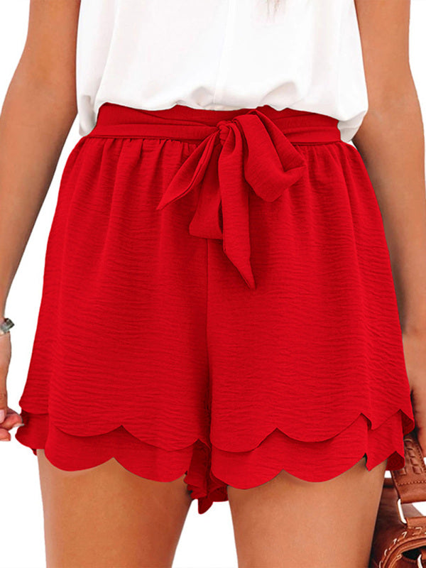Women's Layered Petal Butterfly End Waist Lounge Short with Belt - THE QUEEN RUNWAY