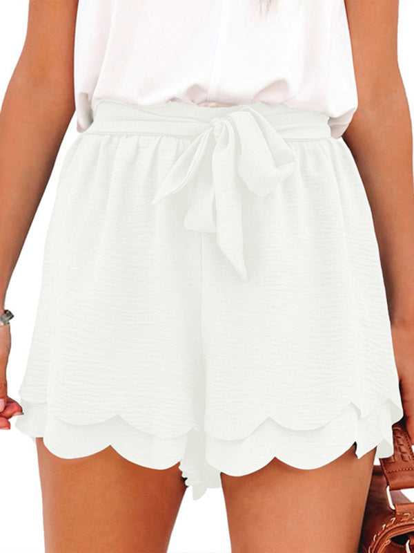 Women's Layered Petal Butterfly End Waist Lounge Short with Belt - THE QUEEN RUNWAY