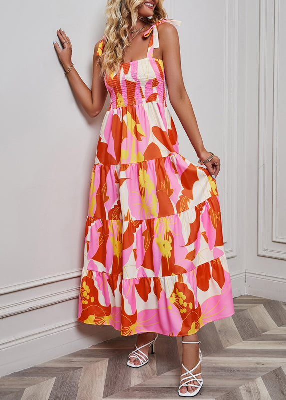 Spring/Summer Sexy Backless Printed Sling Holiday Dress - THE QUEEN RUNWAY
