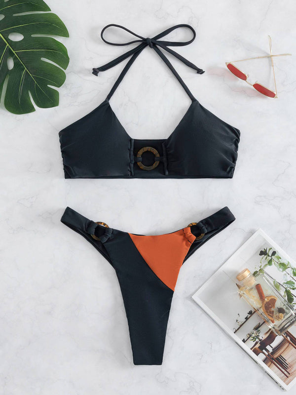 Women's sexy color matching bikini set - THE QUEEN RUNWAY