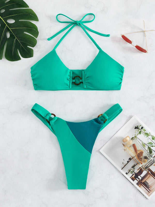 Women's sexy color matching bikini set - THE QUEEN RUNWAY