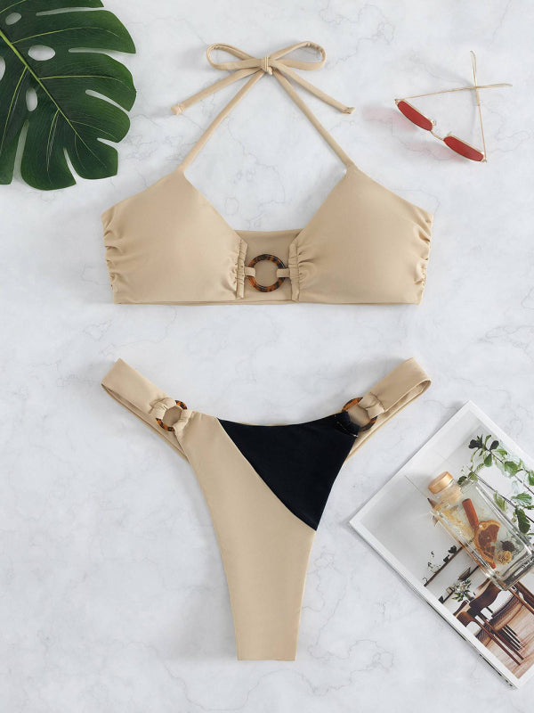 Women's sexy color matching bikini set - THE QUEEN RUNWAY