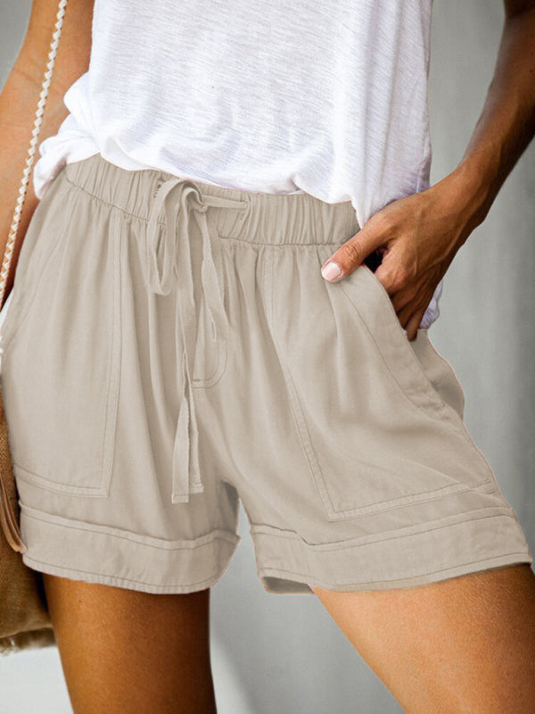 Women's High Waist Lace Up Loose Straight Shorts - THE QUEEN RUNWAY
