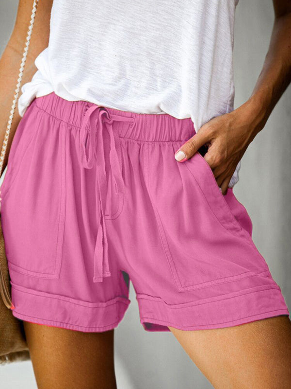 Women's High Waist Lace Up Loose Straight Shorts - THE QUEEN RUNWAY