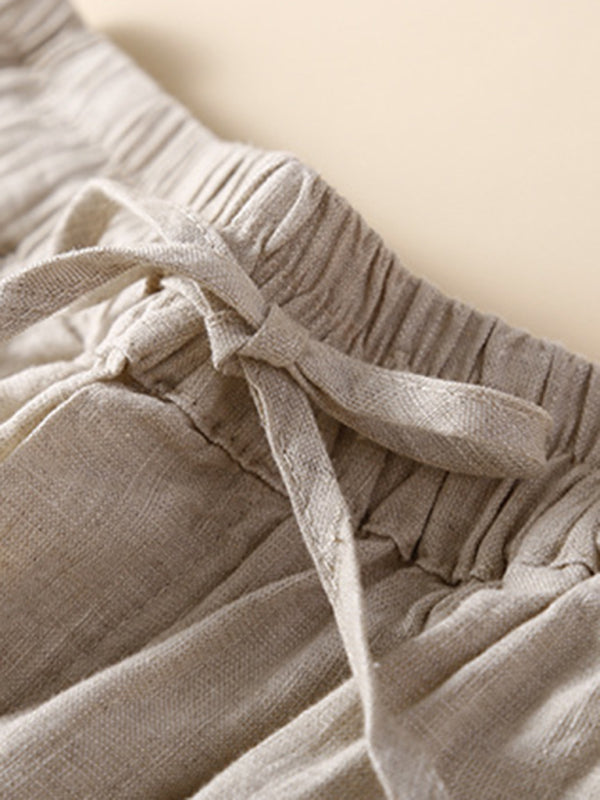 Women's woven cotton linen hollow lace loose shorts - THE QUEEN RUNWAY