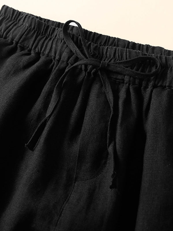 Women's woven cotton linen hollow lace loose shorts - THE QUEEN RUNWAY