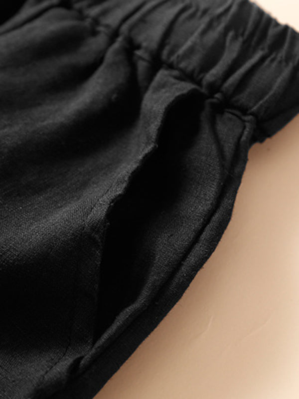 Women's woven cotton linen hollow lace loose shorts - THE QUEEN RUNWAY