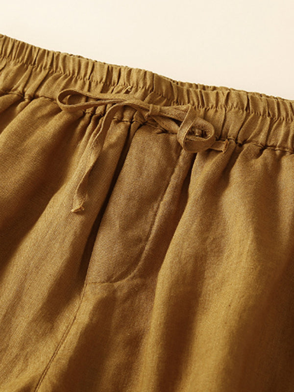 Women's woven cotton linen hollow lace loose shorts - THE QUEEN RUNWAY