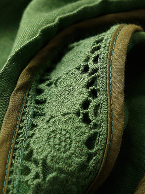 Women's woven cotton linen hollow lace loose shorts - THE QUEEN RUNWAY