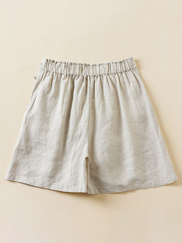 Women's Woven Cotton Linen Baggy Shorts - THE QUEEN RUNWAY