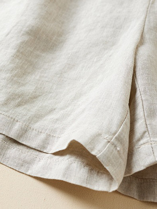 Women's Woven Cotton Linen Baggy Shorts - THE QUEEN RUNWAY