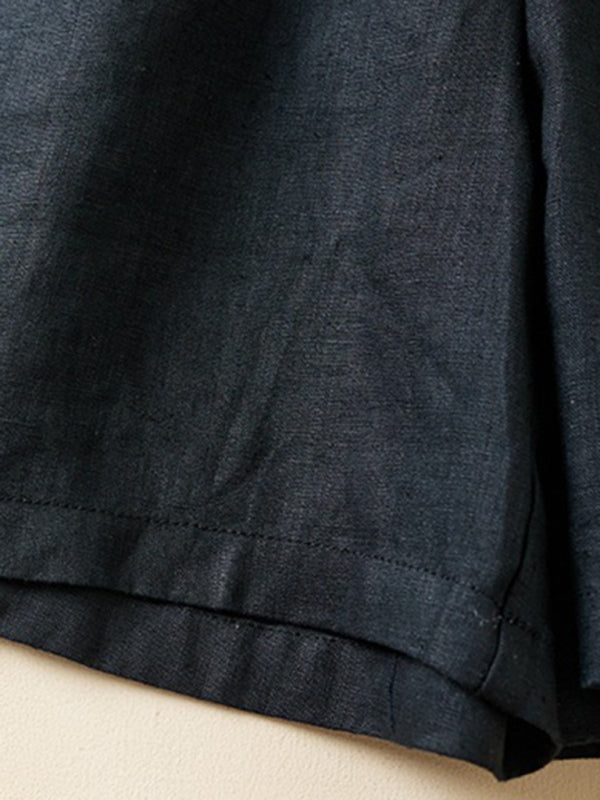 Women's Woven Cotton Linen Baggy Shorts - THE QUEEN RUNWAY