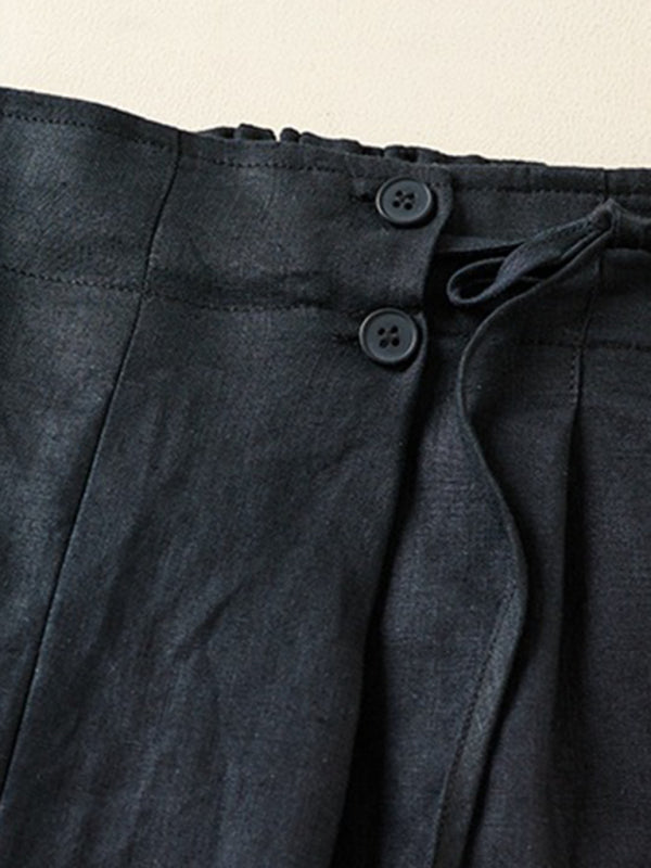 Women's Woven Cotton Linen Baggy Shorts - THE QUEEN RUNWAY