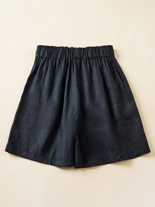 Women's Woven Cotton Linen Baggy Shorts - THE QUEEN RUNWAY