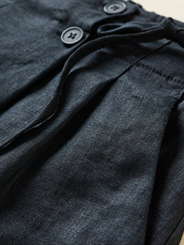 Women's Woven Cotton Linen Baggy Shorts - THE QUEEN RUNWAY
