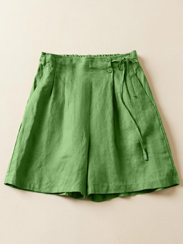 Women's Woven Cotton Linen Baggy Shorts - THE QUEEN RUNWAY