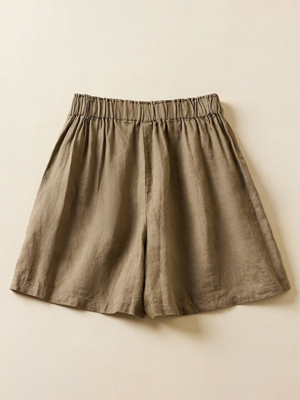 Women's Woven Cotton Linen Baggy Shorts - THE QUEEN RUNWAY