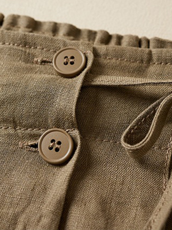 Women's Woven Cotton Linen Baggy Shorts - THE QUEEN RUNWAY